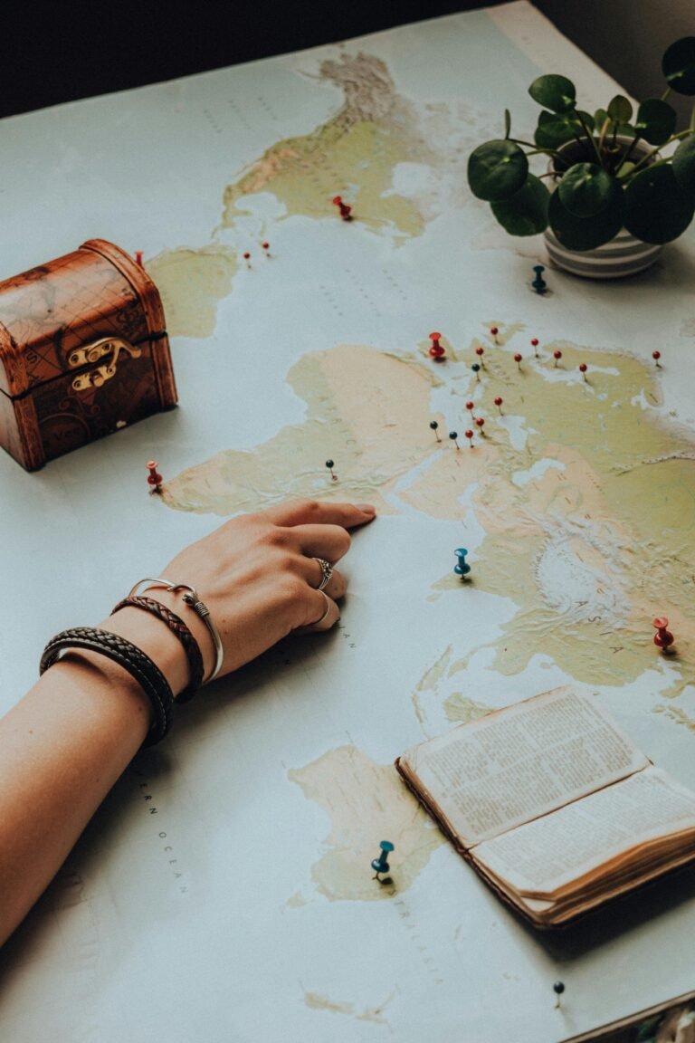 Woman Pointing at Map